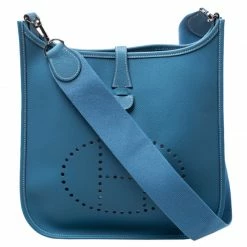 Hermes Blue Lagon Epsom Leather Evelyne III PM Bag For Women