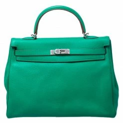 Hermes Bambou Clemence Leather Palladium Hardware Kelly Retourne 35 Bag For Women