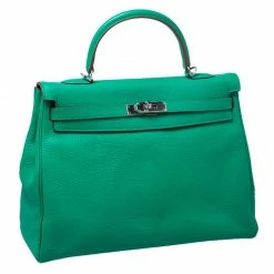 Hermes Bambou Clemence Leather Palladium Hardware Kelly Retourne 35 Bag For Women -Deals Hermes Store luxury women hermes used handbags p249807 005