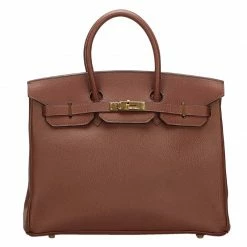 Hermes Terre Clemence Togo Leather Gold Hardware Birkin 35 Bag For Women