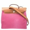 Hermes Rose Lipstick/Natural Canvas And Leather Herbag Zip 39 Bag For Women
