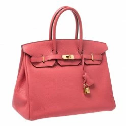 Hermes Bougainvillier Clemence Leather Gold Hardware Birkin 35 Bag For Women -Deals Hermes Store luxury women hermes used handbags p251568 015