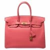 Hermes Bougainvillier Clemence Leather Gold Hardware Birkin 35 Bag For Women -Deals Hermes Store luxury women hermes used handbags p251568 017
