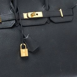Hermes Black Fjord Leather Gold Hardware Birkin 35 Bag For Women -Deals Hermes Store luxury women hermes used handbags p252390 008