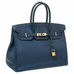 Hermes Blue De Malte Togo Leather Gold Hardware Birkin 35 Bag For Women -Deals Hermes Store luxury women hermes used handbags p252393 015