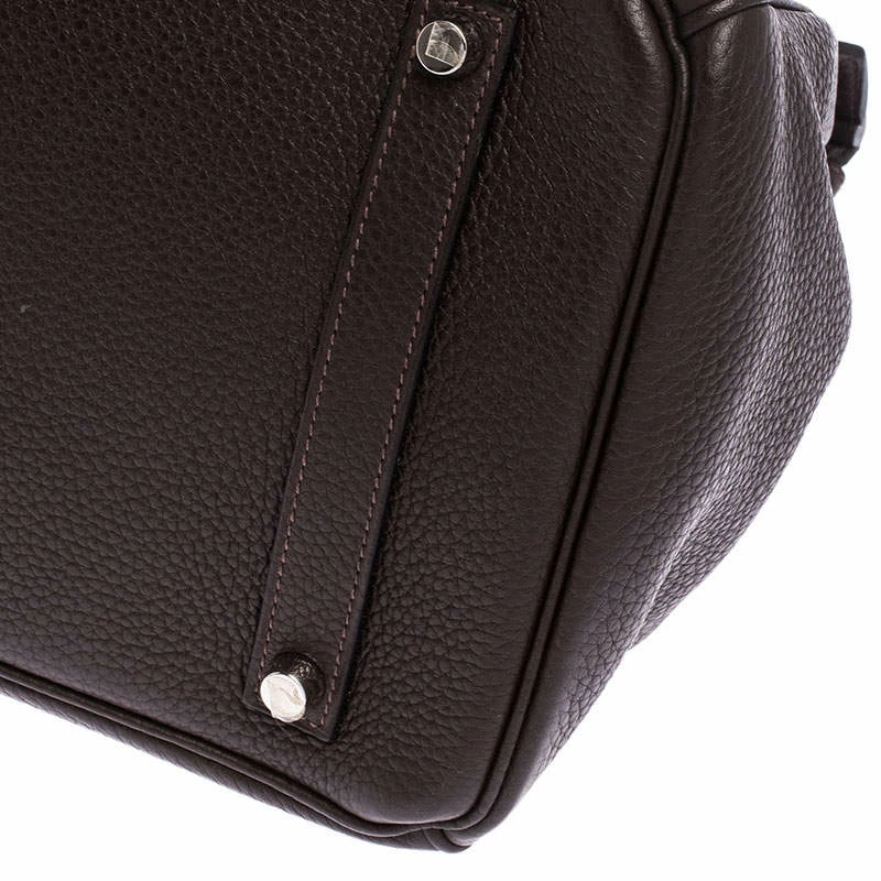Hermes Ebene Togo Leather Palladium Hardware Birkin 35 Bag For Women 14 Hermes Ebene Togo Leather Palladium Hardware Birkin 35 Bag For Women - Image 12
