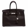 Hermes Ebene Togo Leather Palladium Hardware Birkin 35 Bag For Women