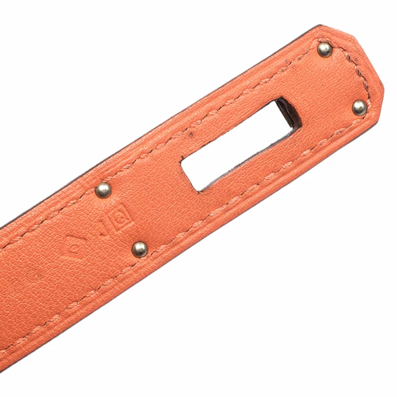 Hermes Orange Leather Palladium Hardware Berline Bag For Women 11 Hermes Orange Leather Palladium Hardware Berline Bag For Women - Image 9