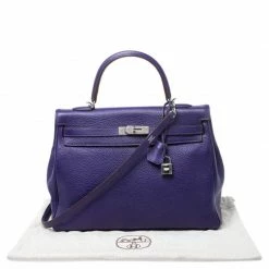 Hermes Ultraviolet Clemence Leather Palladium Hardware Kelly Retourne 35 Bag For Women -Deals Hermes Store luxury women hermes used handbags p253723 008
