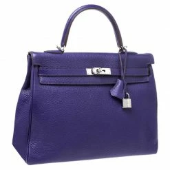 Hermes Ultraviolet Clemence Leather Palladium Hardware Kelly Retourne 35 Bag For Women -Deals Hermes Store luxury women hermes used handbags p253723 015
