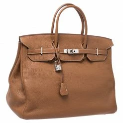Hermes Gold Clemence Leather Palladium Hardware Birkin 40 Bag For Women -Deals Hermes Store luxury women hermes used handbags p253730 002