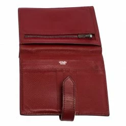 Hermes Hermès Red Leather Bearn Compact Wallet For Women -Deals Hermes Store luxury women hermes used handbags p255230 002