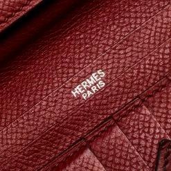 Hermes Hermès Red Leather Bearn Compact Wallet For Women -Deals Hermes Store luxury women hermes used handbags p255230 003