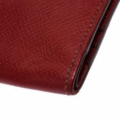 Hermes Hermès Red Leather Bearn Compact Wallet For Women -Deals Hermes Store luxury women hermes used handbags p255230 005