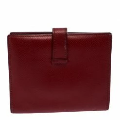 Hermes Hermès Red Leather Bearn Compact Wallet For Women -Deals Hermes Store luxury women hermes used handbags p255230 008