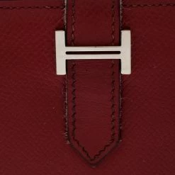 Hermes Hermès Red Leather Bearn Compact Wallet For Women -Deals Hermes Store luxury women hermes used handbags p255230 010