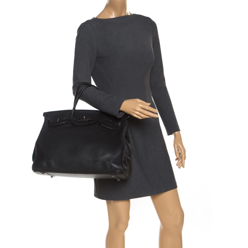 Hermes Black Togo Leather Silver Hardware Birkin 40 Bag For Women 4 Hermes Black Togo Leather Silver Hardware Birkin 40 Bag For Women - Image 2