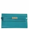 Hermes Blue Leather Classic Kelly Wallet For Women -Deals Hermes Store luxury women hermes used handbags p257902 002
