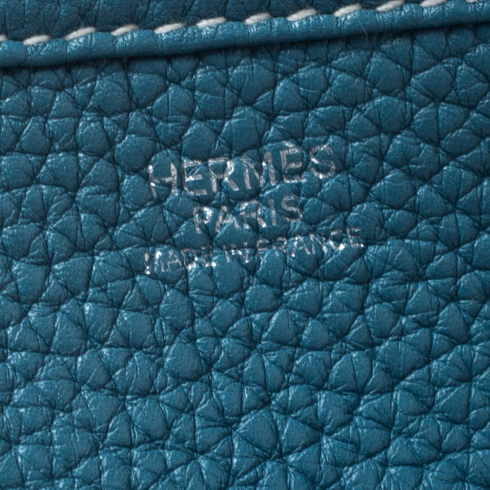 Hermes Blue Izmir Clemence Leather Evelyne III PM Bag For Women 11 Hermes Blue Izmir Clemence Leather Evelyne III PM Bag For Women - Image 9