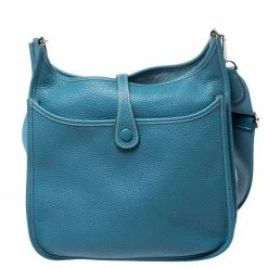 Hermes Blue Izmir Clemence Leather Evelyne III PM Bag For Women 17 Hermes Blue Izmir Clemence Leather Evelyne III PM Bag For Women -Deals Hermes Store luxury women hermes used handbags p258725 006