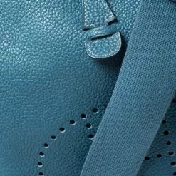 Hermes Blue Izmir Clemence Leather Evelyne III PM Bag For Women 18 Hermes Blue Izmir Clemence Leather Evelyne III PM Bag For Women -Deals Hermes Store luxury women hermes used handbags p258725 008
