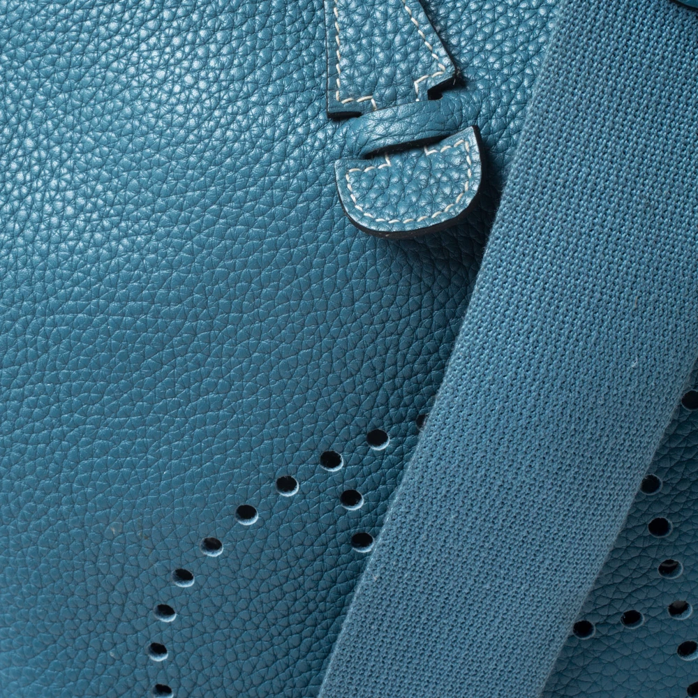 Hermes Blue Izmir Clemence Leather Evelyne III PM Bag For Women 7 Hermes Blue Izmir Clemence Leather Evelyne III PM Bag For Women - Image 5