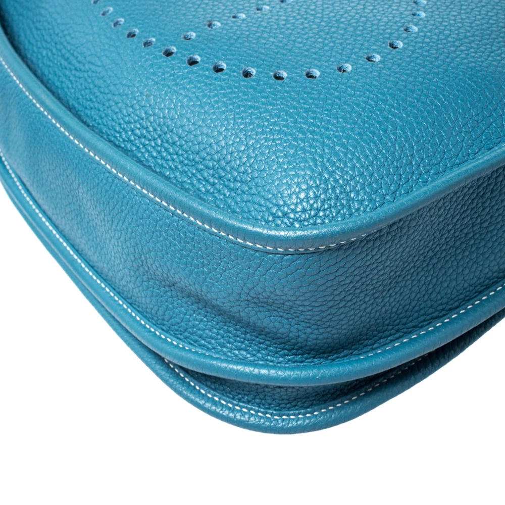 Hermes Blue Izmir Clemence Leather Evelyne III PM Bag For Women 14 Hermes Blue Izmir Clemence Leather Evelyne III PM Bag For Women - Image 12
