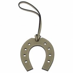 Hermes Moss Green Leather Horse Shoe Bag Charm For Women