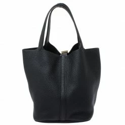 Hermes Black Togo Leather Gold Hardware Picotin GM Bag For Women -Deals Hermes Store luxury women hermes used handbags p261159 004