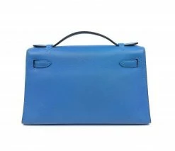 Hermes Blue Box Leather Palladium Hardware Kelly Pochette Bag For Women -Deals Hermes Store luxury women hermes used handbags p262952 003