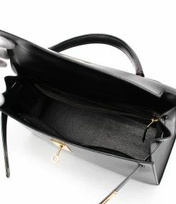 Hermes Black Box Calf Leather Gold Hardware Kelly 32 Bag For Women -Deals Hermes Store luxury women hermes used handbags p263109 002