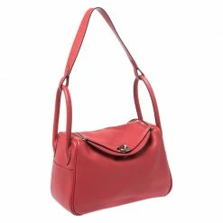 Hermes Vermillion Red Swift Leather Palladium Hardware Lindy 26 Bag For Women 16 Hermes Vermillion Red Swift Leather Palladium Hardware Lindy 26 Bag For Women -Deals Hermes Store luxury women hermes used handbags p267091 006