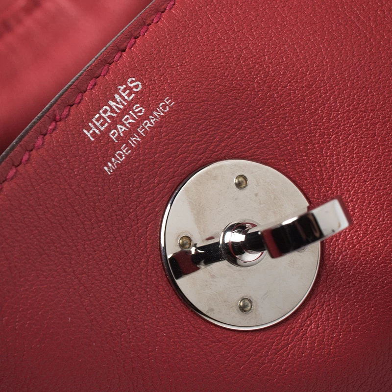 Hermes Vermillion Red Swift Leather Palladium Hardware Lindy 26 Bag For Women 11 Hermes Vermillion Red Swift Leather Palladium Hardware Lindy 26 Bag For Women - Image 9