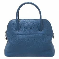 Hermes Blue Sapphire Togo Leather Bolide 31 Bag For Women