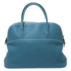 Hermes Blue Jean Togo Leather Bolide 35 Bag For Women -Deals Hermes Store luxury women hermes used handbags p267108 003