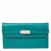 Hermes Vert Vertigo Taurillon Novillo Leather Classic Kelly Wallet For Women -Deals Hermes Store luxury women hermes used handbags p268021 003