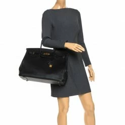 Hermes Black Fjord Leather Gold Hardware Birkin 40 Bag For Women -Deals Hermes Store luxury women hermes used handbags p268198 004