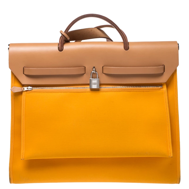 Hermes Jeune D'Or Canvas And Leather Herbag Zip 39 Bag For Women 6 Hermes Jeune D'Or Canvas And Leather Herbag Zip 39 Bag For Women - Image 4