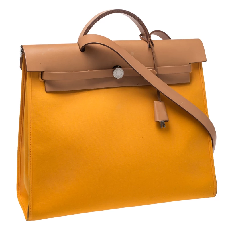 Hermes Jeune D'Or Canvas And Leather Herbag Zip 39 Bag For Women 5 Hermes Jeune D'Or Canvas And Leather Herbag Zip 39 Bag For Women - Image 3