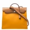 Hermes Jeune D'Or Canvas And Leather Herbag Zip 39 Bag For Women -Deals Hermes Store luxury women hermes used handbags p268235 010