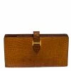 Hermes Orange Alligator Bearn Gusset Wallet For Women -Deals Hermes Store luxury women hermes used handbags p268736 009