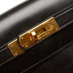 Hermes Black Leather Gold Hardware Kelly Retourne 28 Bag For Women -Deals Hermes Store luxury women hermes used handbags p269700 003