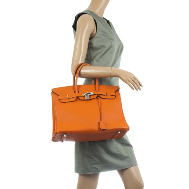 Hermes Orange Togo Leather 35cm Birkin Bag With Palladium Hardware For Women 4 Hermes Orange Togo Leather 35cm Birkin Bag With Palladium Hardware For Women - Image 2
