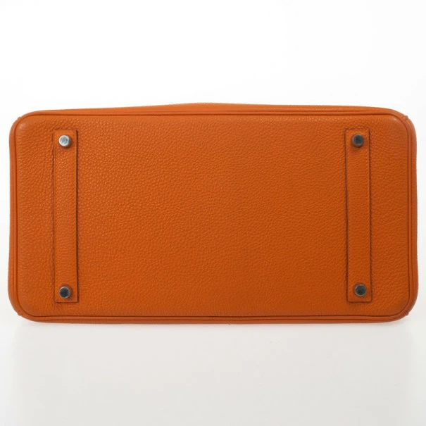 Hermes Orange Togo Leather 35cm Birkin Bag With Palladium Hardware For Women 7 Hermes Orange Togo Leather 35cm Birkin Bag With Palladium Hardware For Women - Image 5