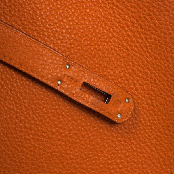 Hermes Orange Togo Leather 35cm Birkin Bag With Palladium Hardware For Women 10 Hermes Orange Togo Leather 35cm Birkin Bag With Palladium Hardware For Women - Image 8