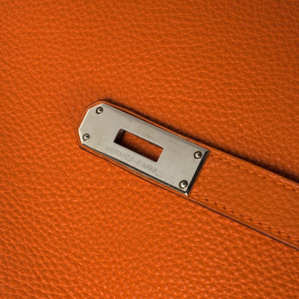 Hermes Orange Togo Leather 35cm Birkin Bag With Palladium Hardware For Women 11 Hermes Orange Togo Leather 35cm Birkin Bag With Palladium Hardware For Women - Image 9