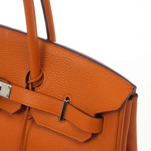 Hermes Orange Togo Leather 35cm Birkin Bag With Palladium Hardware For Women 20 Hermes Orange Togo Leather 35cm Birkin Bag With Palladium Hardware For Women - Image 18
