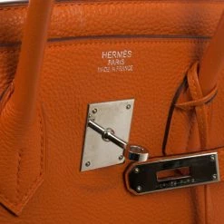 Hermes Orange Togo Leather 35cm Birkin Bag With Palladium Hardware For Women 39 Hermes Orange Togo Leather 35cm Birkin Bag With Palladium Hardware For Women -Deals Hermes Store luxury women hermes used handbags p27021 019
