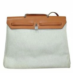 Hermes Beige/Brown Canvas Her Bag For Women -Deals Hermes Store luxury women hermes used handbags p270299 005
