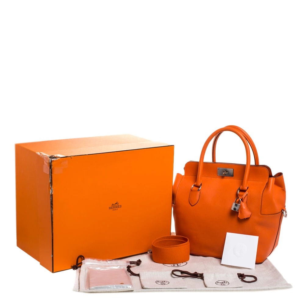 Hermes Orange Ever Color Leather Palladium Hardware Toolbox 26 Bag For Women 13 Hermes Orange Ever Color Leather Palladium Hardware Toolbox 26 Bag For Women - Image 11